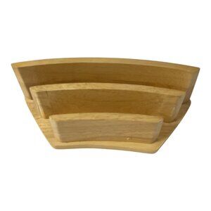 Vintage Wooden Desk Organizer Letter Sorter 3-Tier Curved Design Made in Taiwan